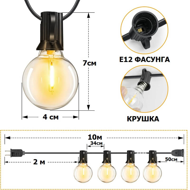 размер на крушка e12 g40