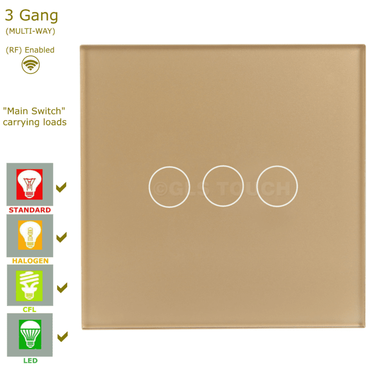 сензорен ключ 3 бутона златист