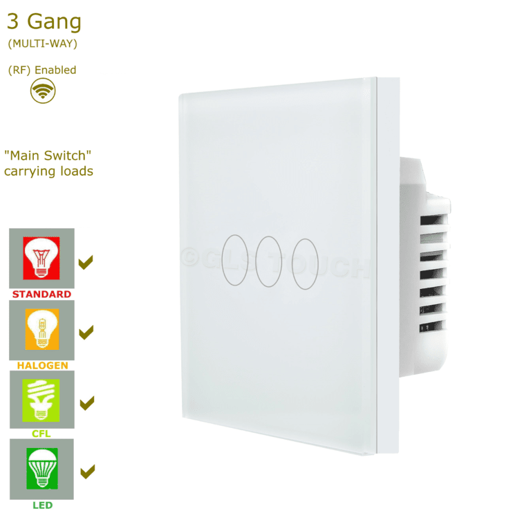 сензорен ключ с докосване бял цвят с три бутона троен ключ