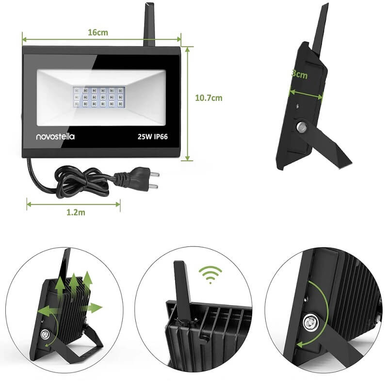 размери на wifi прожектор novostella
