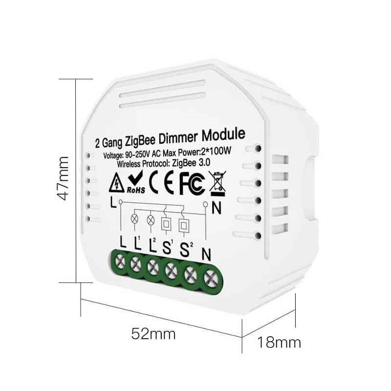размери на zigbee димер модул двоен