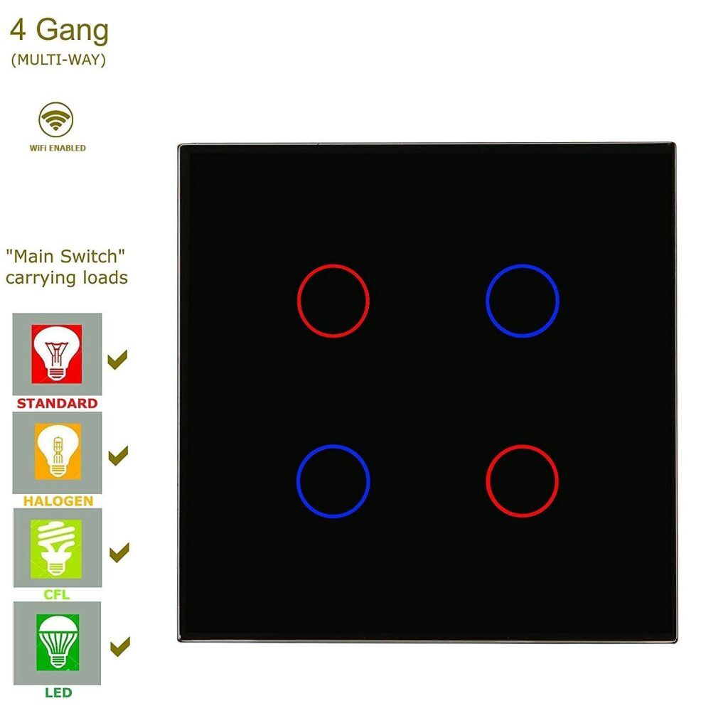 сензорен ключ с четири бутона черен цвят