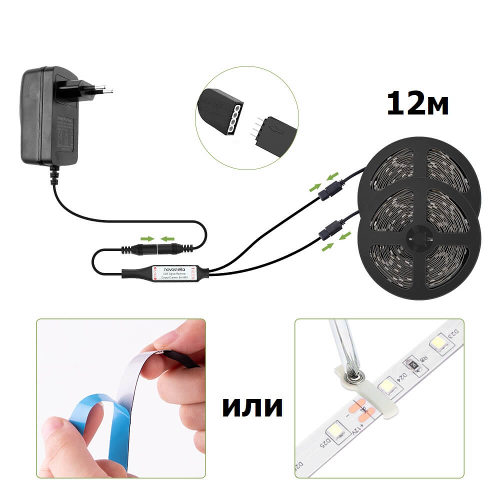 12 метра лед лента с ролки 2х6