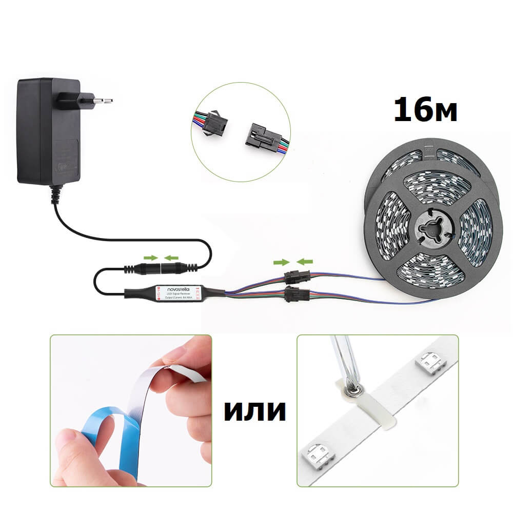 16 метра лед лента с ролки 2х8