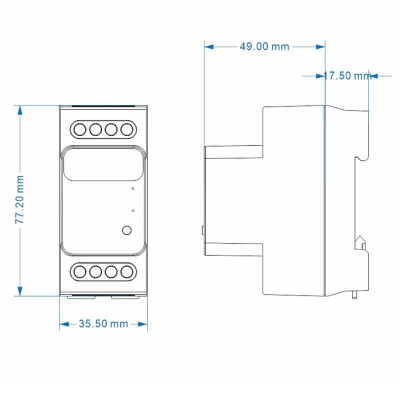 размери на двоен контролер за DIN шина