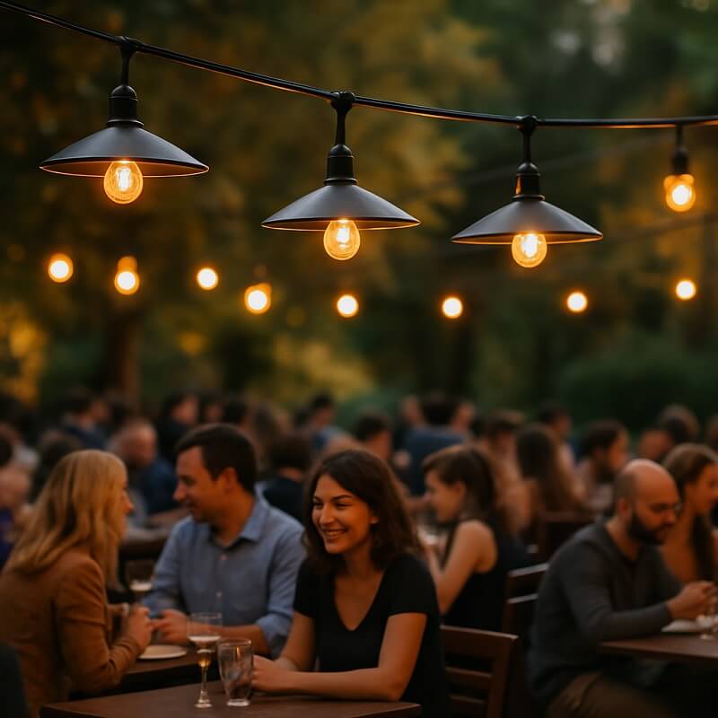 осветление над маси за храненен от гирлянда