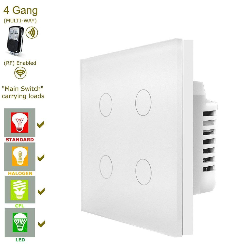 ключ за осветление с дистанционно бял четири кръга