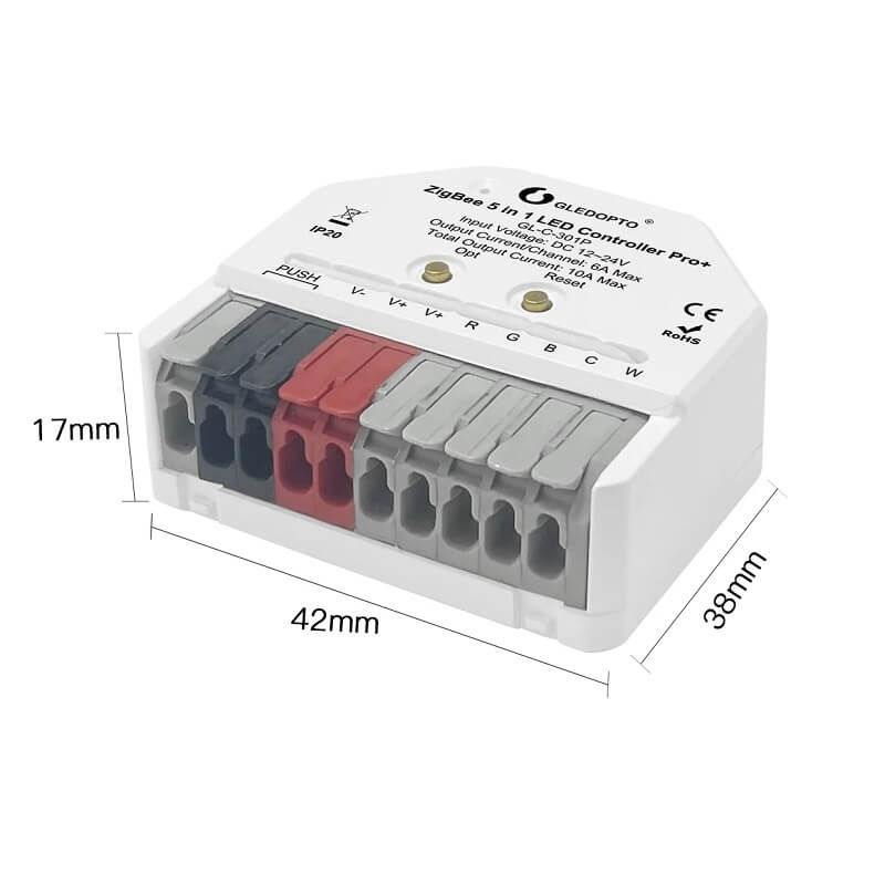 zigbee контролер gledopto 5 в 1 размери