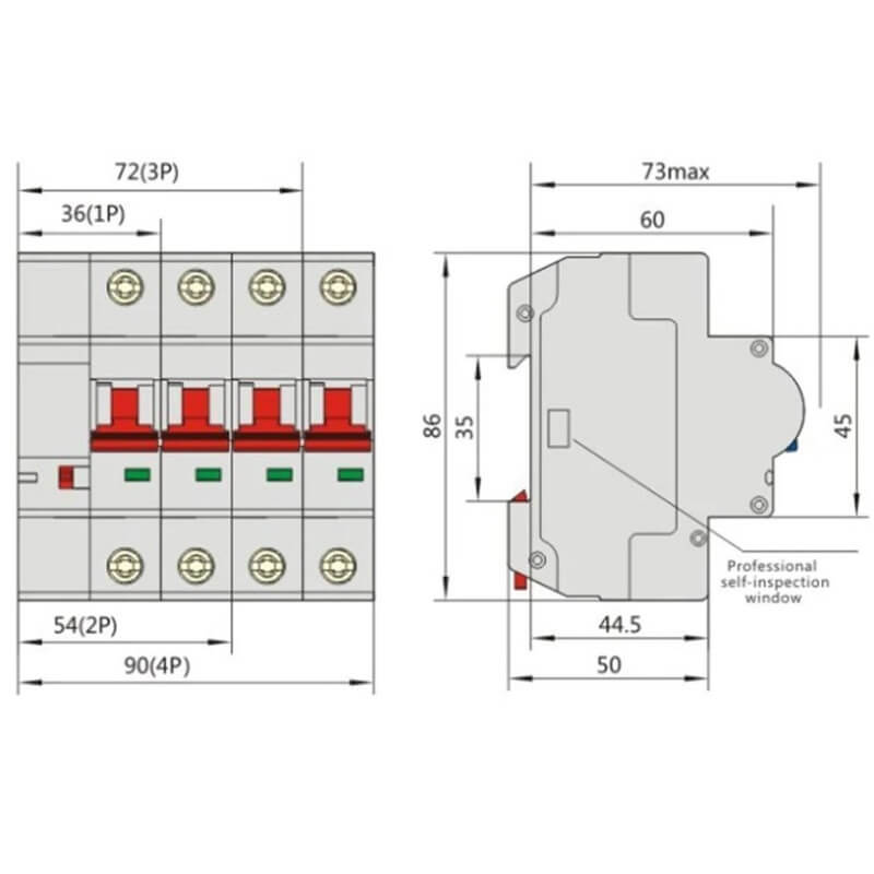 размери на интелигентен автоматичен прекъсвач