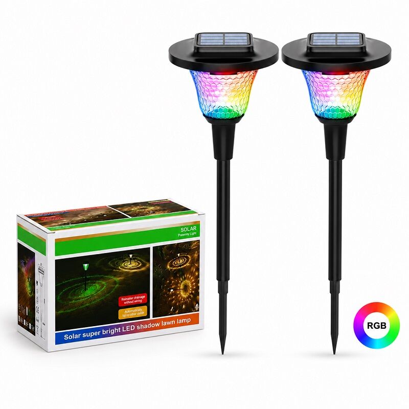 соларни rgb градински лампи с кутия