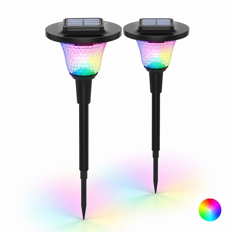 комплект соларни rgb лампи за пътека