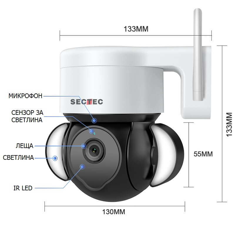 размери на sectec камера за видеонаблюдение