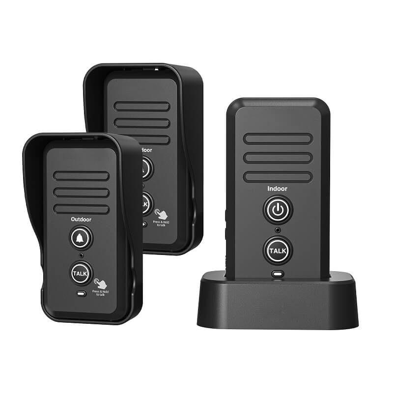 домофон с два бутона един приемник черен