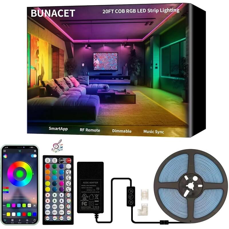 rgb cob лед лента 6 метра комплект