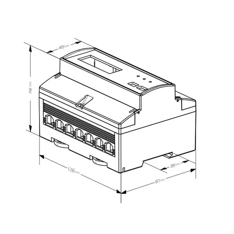 размери на WiFi трифазен енергомер прекъсвач