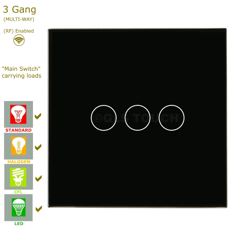 сензорен ключ 3 бутона черен