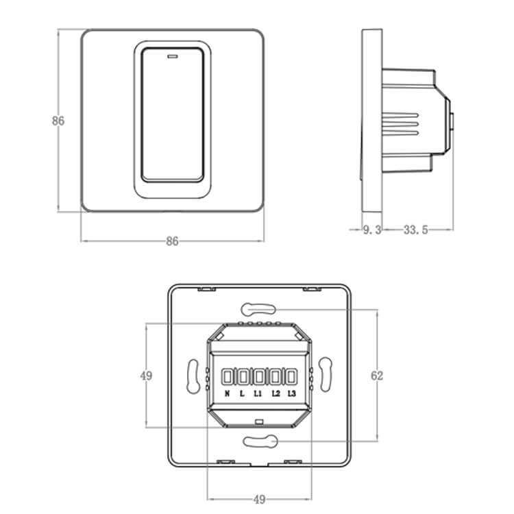 размери на смарт WiFi ключ за осветление