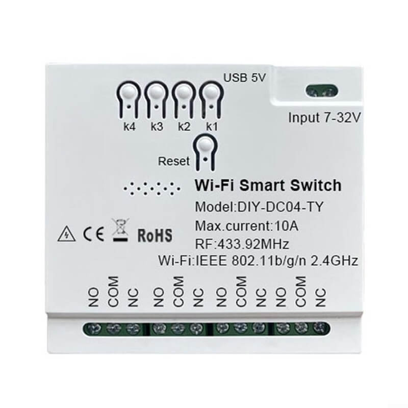 четворно нисковолтово реле tuya
