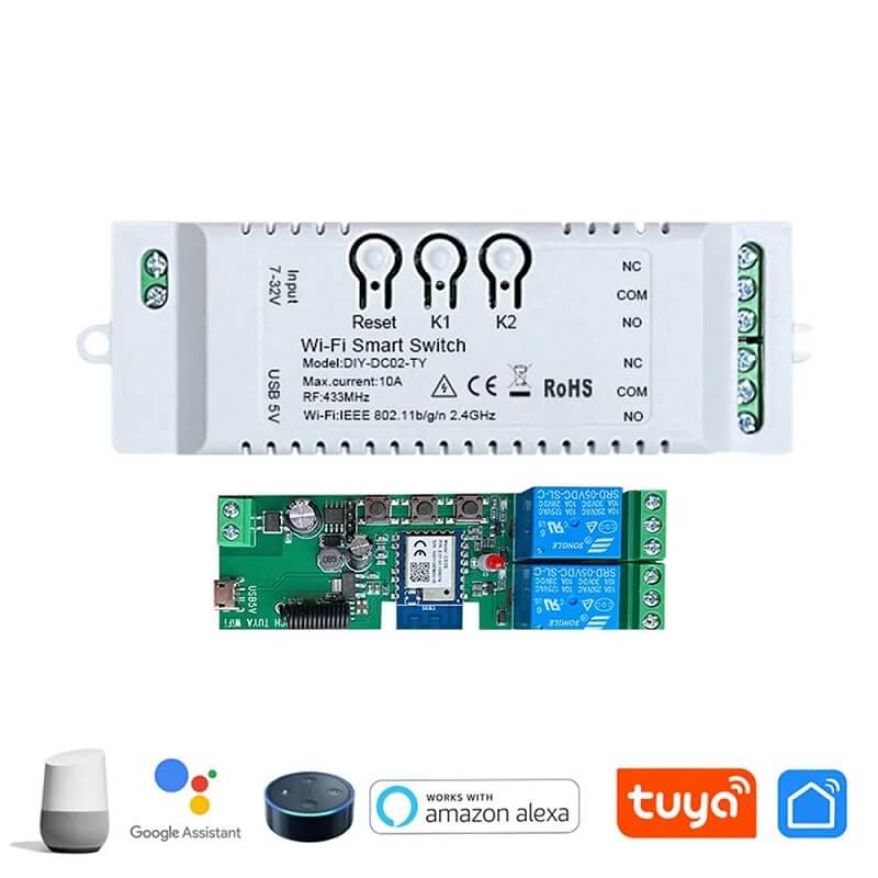 tuya реле с два канала 7-32V