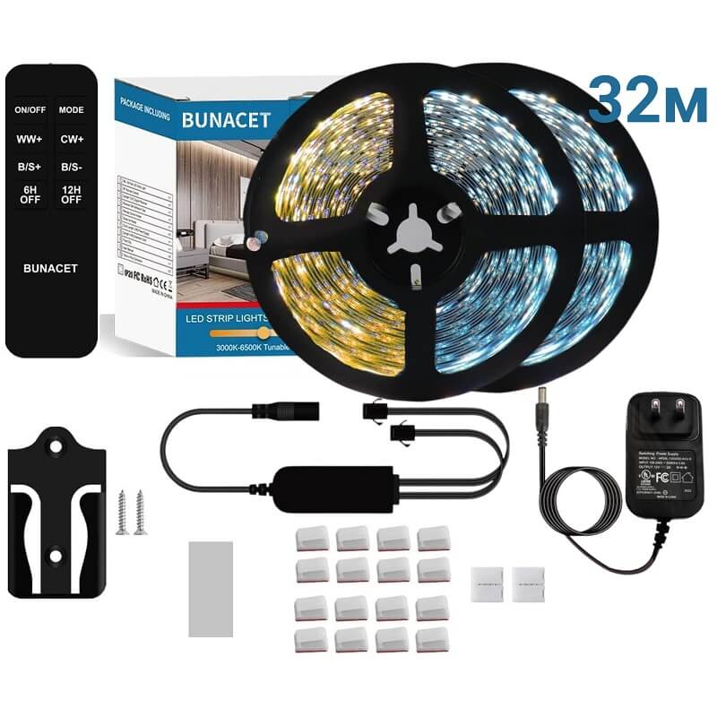 32 метра лед лента с регулируемо бяло