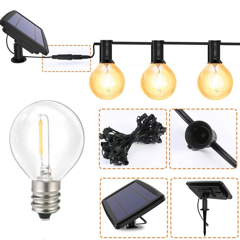 слънчев панел и светеща верига