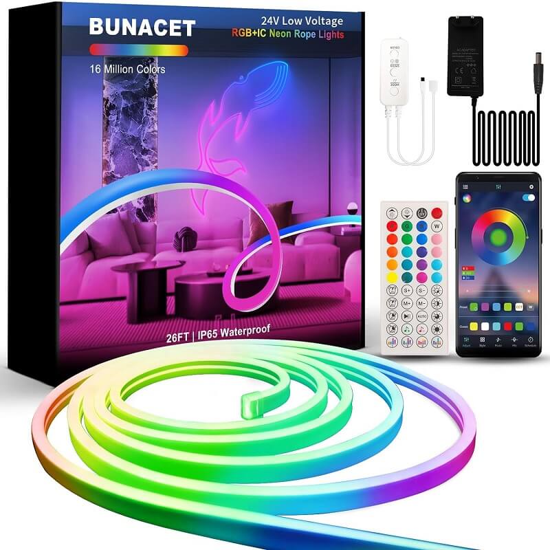 комплект цветна неонова лента 8 метра