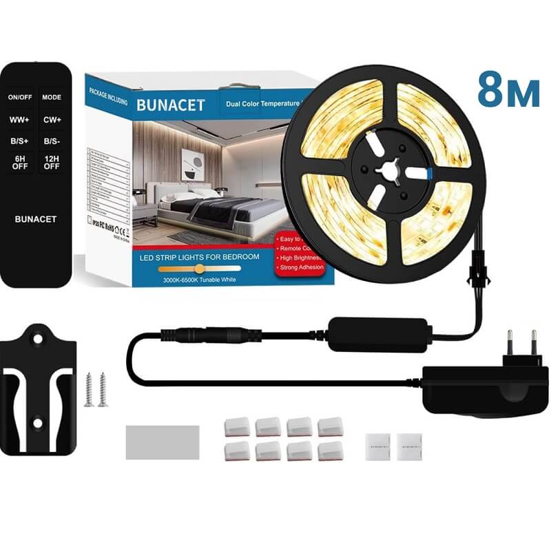 8 метра лед лента с регулируемо бяло